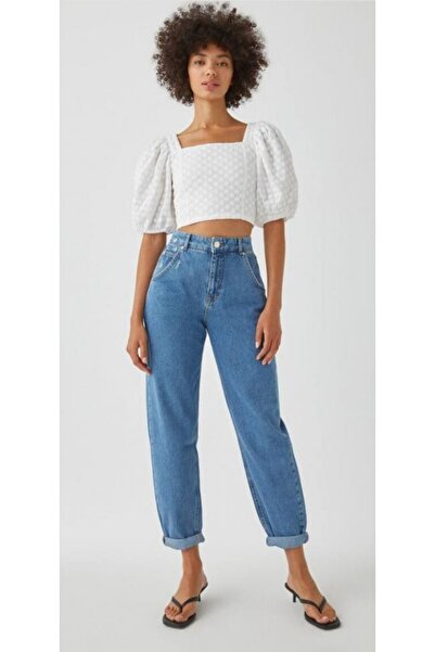 Hepsibitarz Kadın Mavi Slouchy Mom Jeans Denim Kot Orjinal Ithal Pantolon