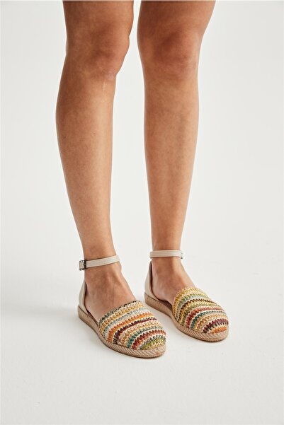 StWenn Women's Ballerina Straw Knitted Rainbow Knitted Ballerina Ballerina