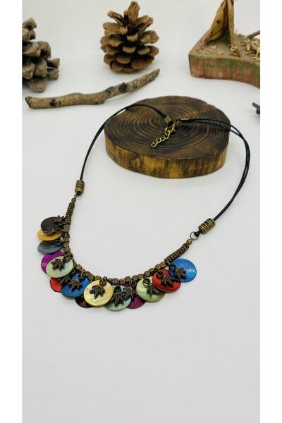 Porsuk Alternatif El Yapımı Etnik Otantik Hippi Bohem Sedef Kolye