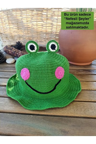 Handmade Frog Patterned Women's and Men's Hat, 100% Cotton