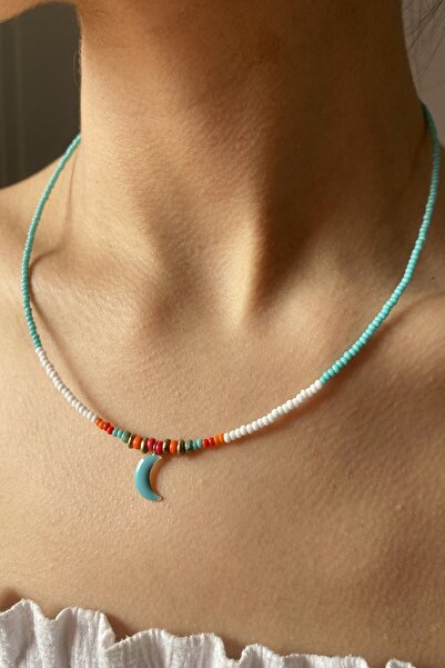 Cocopelli Concept El Yapımı Otantik Mine Boyama Hilal Ay Kolye