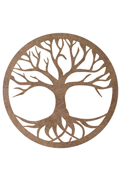 STENCİLTASARIM Hayat Ağacı C149, Ham Ahşap, Boyanabilir Dekoratif Obje, Ahşap...