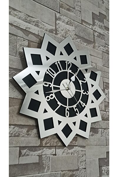 Mitra Dekor Dekoratif & Şık Tasarım Mdf Üzeri Gümüş Aynalı Pleksi Duvar Saati...