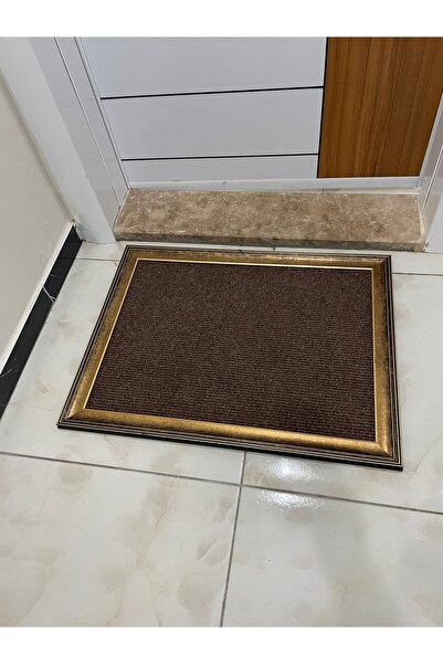 ALEMDAR HOME Gold Çerçeveli Mdf Dekoratif Kapı Önü Paspas