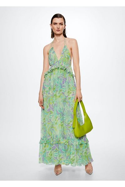 MANGO Woman Rückenfreies gemustertes Kleid