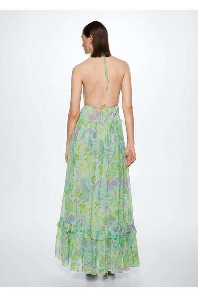 MANGO Woman Sırtı Açık Desenli Elbise