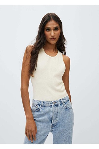 MANGO Woman Πλεκτό τοπ με σκίσιμο