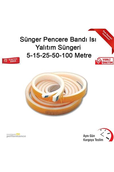 OKÇUKARDEŞLERYAPIMARKET Sponge Window Tape Thermal Insulation Sponge 15 Meters=3 Packs