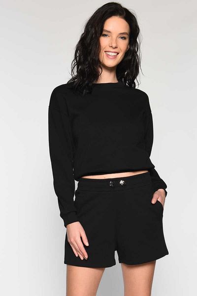 ECKO UNLTD Hanorac pentru femei Taylor Black cu gât crew