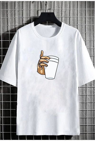 DEEPSENCE Unisex Oversize T-shirt Glass Front Printed White