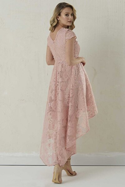 Selen Giyim Kruvaze Yaka Arkası Uzun Payetli Elbise