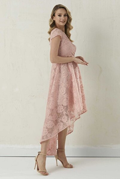 Selen Giyim Kruvaze Yaka Arkası Uzun Payetli Elbise