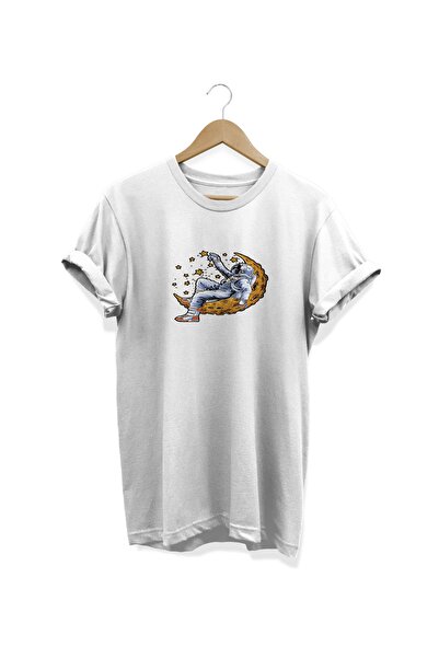 WİDİ Astronaut Štampano Beli T-shirt