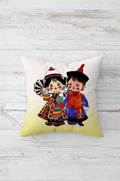 on the clouds Cushion Cover Cu Fermoar Ascuns Imprimat pe o parte Friends With Slanted Eyes Husă de pernă pentru scaun