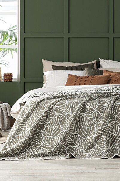 English Home Arboretum Jacquard Cotton Double Blanket 200X220 cm Dark Green