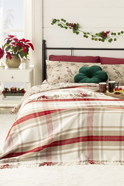 English Home Mackenzie Simli Pamuklu Çift Kişilik Battaniye 200x220 cm Bej – ...