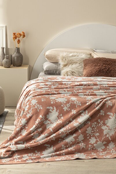 English Home Shade Garden Βαμβακερή Διπλή Κουβέρτα 200x220 εκ. Τερακότα - Μπεζ