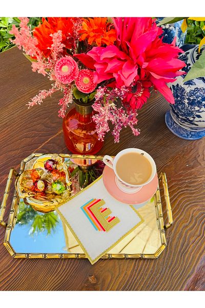 ge living Rainbow E Letter Cocktail Napkin (1 Piece)
