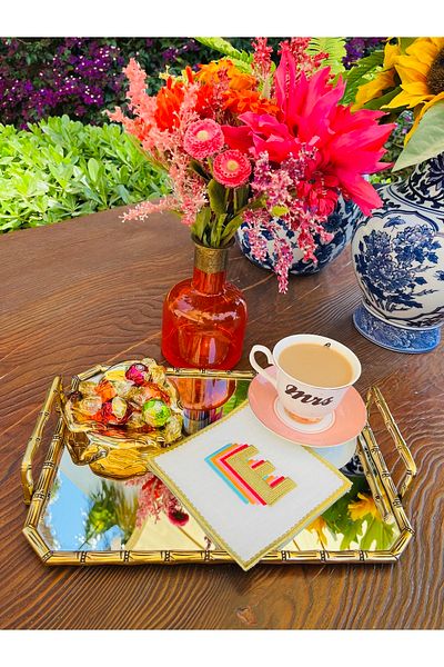 ge living Rainbow E Letter Cocktail Napkin (1 Piece)