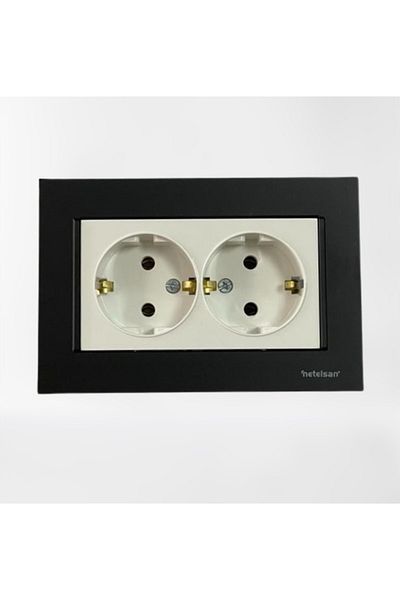 Netelsan Double Grounded Socket White Black