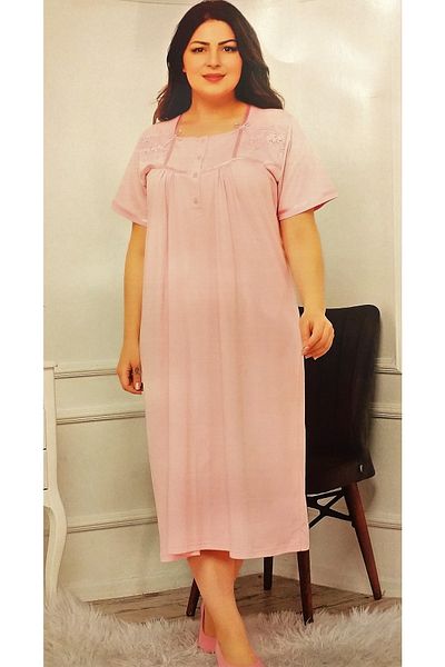 Özalper Short Sleeve Nightgown Mother Nightgown Yavruağzı