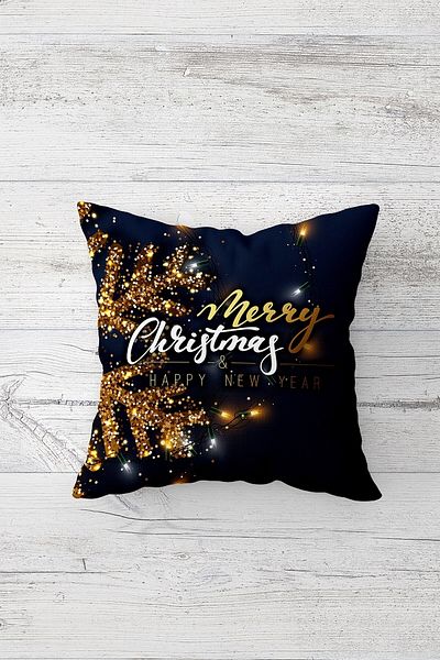 on the clouds Gold Merry Christmas Husă de pernă cu fermoar ascuns, imprimată pe două fețe