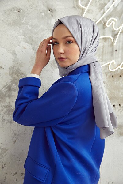 VALORSCARF Kül Gri Kazayağı Desen Şal