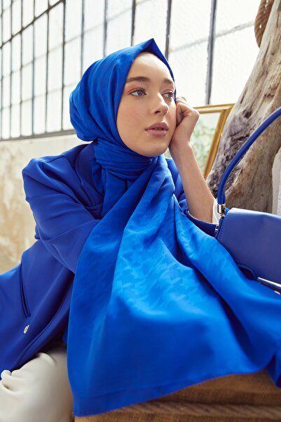 VALORSCARF Saks Mavi Kazayağı Desen Şal