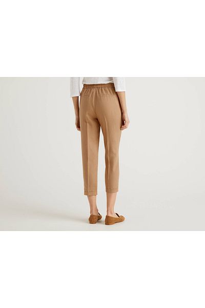 United Colors of Benetton Linen Women's Trousers - Elastic Waist 312024 Agh558X5-193