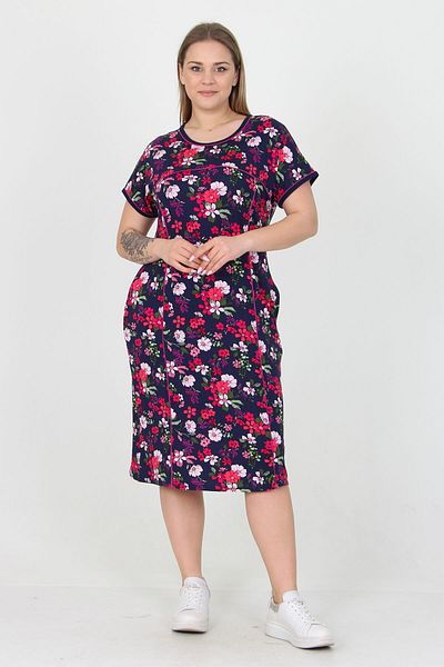 Neşeli Butik Women's Viscose Floral New Season Plus Size Summer Dress Aysl31