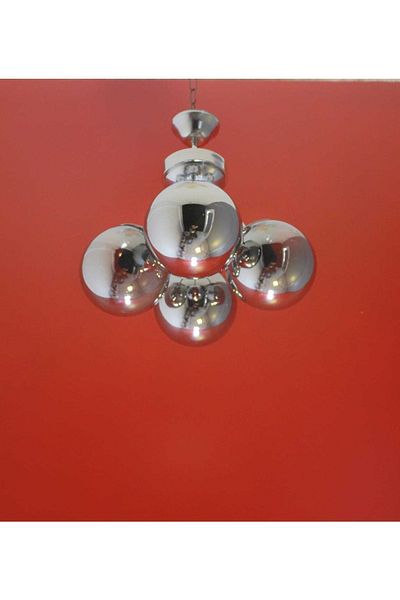 Uçar Ivy Chrome Smoked Glass 4-Piece Chandelier