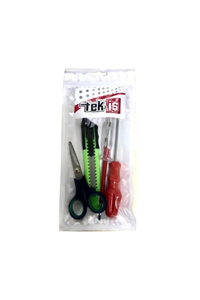 Tek-İş Kontrol Kalemi , Maket Bıçağı , Yıldız Tornavida , Makas Seti 4 Parça