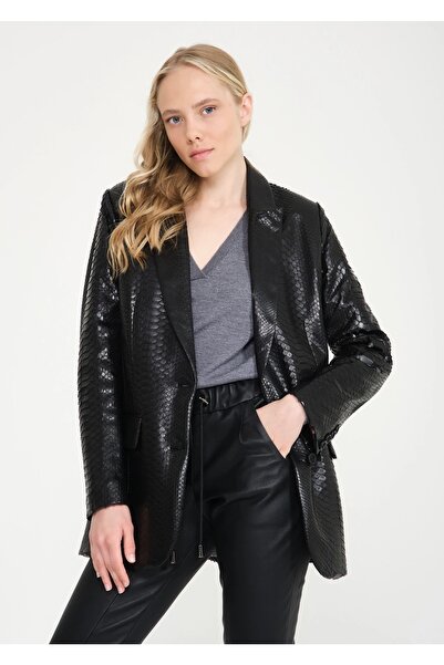 janbely Deri Blazer Ceket