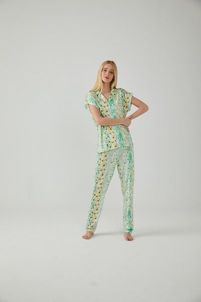 Pamuk & Pamuk Green Front Buttoned Floral Shorts Set