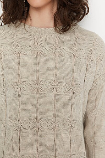 Trendyol Collection Stone Mini Knitwear Crew nyakú ruha TWOAW22EL0027