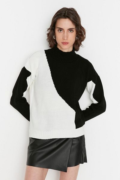 Trendyol Collection Pulover de tricotaje blocate de culoare neagră TWOAW23KZ00329