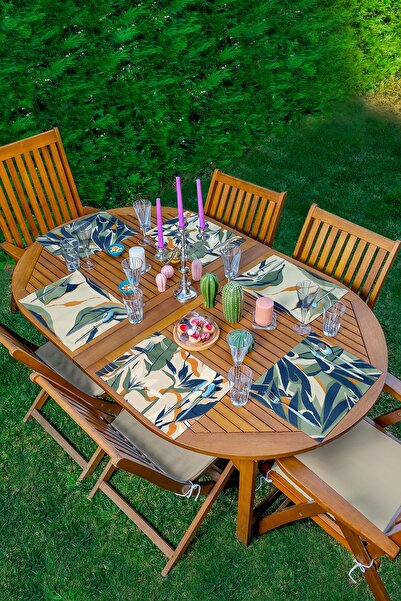 Realhomes 6'lı Suluboya Temalı Tropik Yaprak Tasarımlı Dijital Baskılı Sunum ...