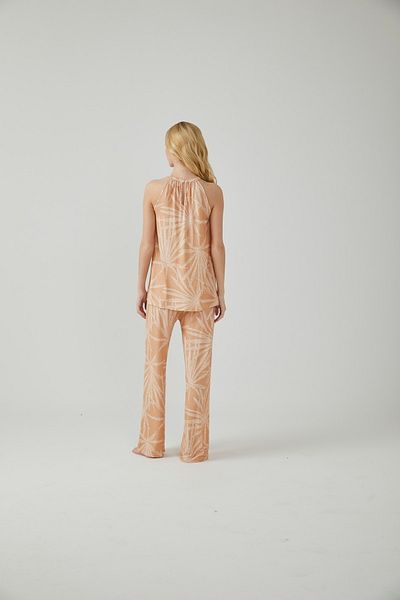 Pamuk & Pamuk Leaf Patterned Powder Raglan Sleeve Trousers Set
