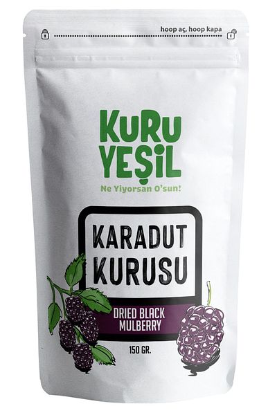 Kuru Yeşil Black Mulberry Dried - Black Mulberry, Sugar Free, Snack, 150 Gr, Healthy Snack