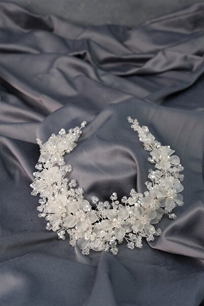 Hobigram Women's Accessory Cream Nida Flower Enamel Bridal Crown Hair and Turban Accessory – Other Hair Accessories –