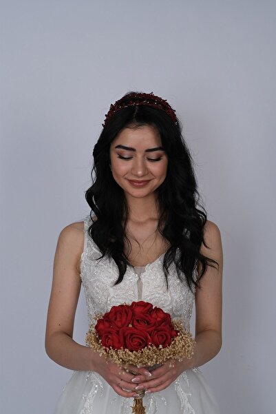 Hobigram Hair Accessory Talya Double Row Beaded Bridal Henna Crown – Other Hair Accessories, Stylish Design – Di