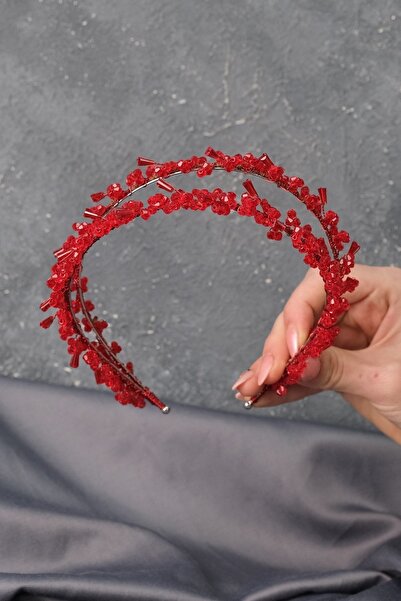 Hobigram Hair Accessory Talya Double Row Beaded Bridal Henna Crown – Other Hair Accessories, Stylish Design – Di