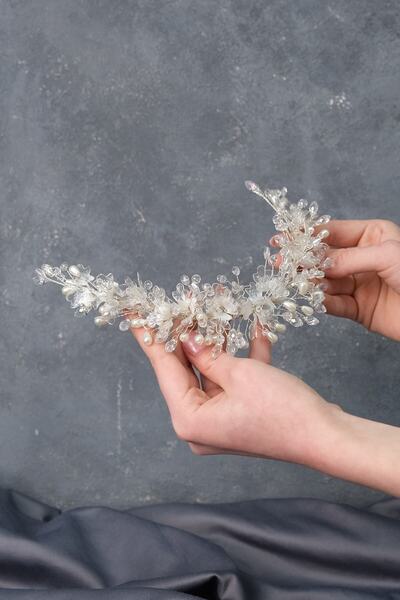 Hobigram Γυναικείο αξεσουάρ Τουλίπα με αμύγδαλο και πέρλες Ειδικού σχεδιασμού Αξεσουάρ για τα μαλλιά και το τουρμπάνι της νύφης – Άλλα αξεσουάρ μαλλιών