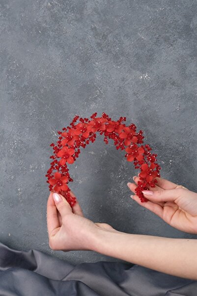 Hobigram Women's Accessory Red Nida Flower Enamel Bridal Crown Hair and Turban Accessory – Other Hair Accessories