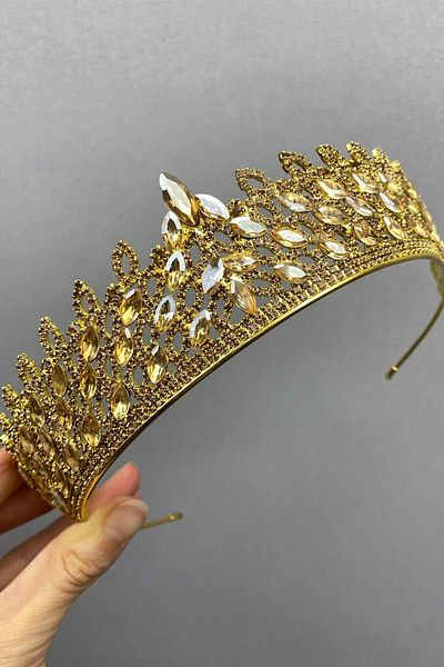Hobigram مجموعة إكسسوارات شعر العروس Mia Bridal Henna Crown and Earrings Set - إكسسوار العروس، تصميم أنيق، إكسسوار نسائي