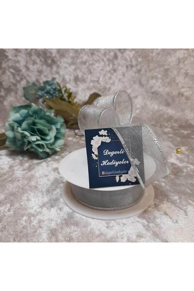 AGH Değerli Hediyeler 2,5 Cm Panglică șifon Scură argintie 20 Mt.