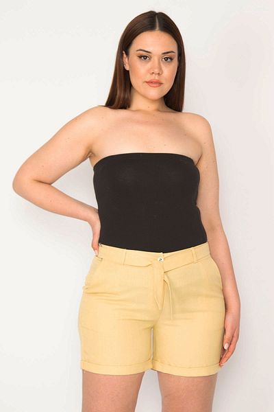 Şans Plus Size Shorts & Bermuda - Beige - Normal Waist