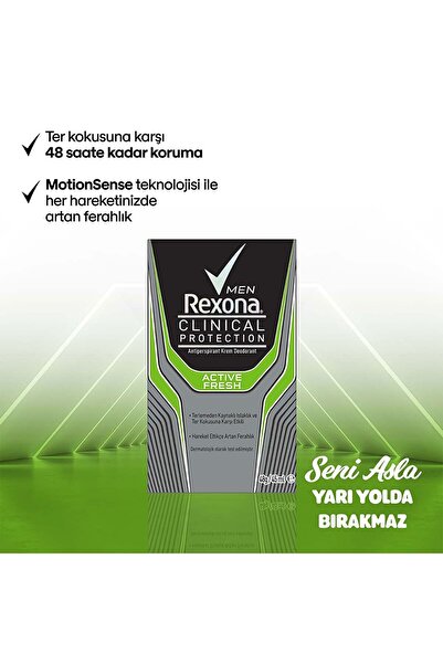Rexona Clinical Protection Erkek Stick Active Fresh Terlemeye Karşı Koruma 45ml