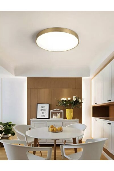 burenze Mat Gold Sarı Led Panel Avize Tavana Sıfır 6500k Buz Beyazı Işık