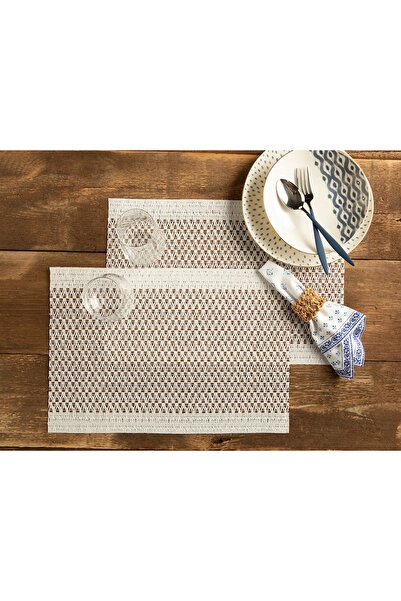 English Home Μοντέρνο Σετ 2 Αμερικανικών Σερβιετσέτες Καφέ Χρώματος 30x45 εκ.